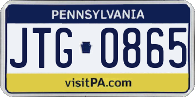 PA license plate JTG0865
