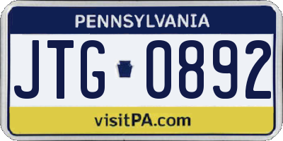 PA license plate JTG0892