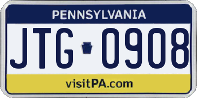 PA license plate JTG0908
