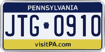 PA license plate JTG0910