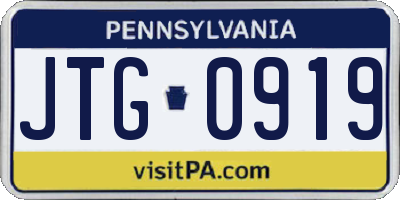 PA license plate JTG0919