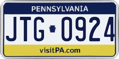 PA license plate JTG0924