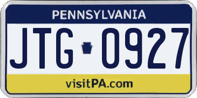 PA license plate JTG0927
