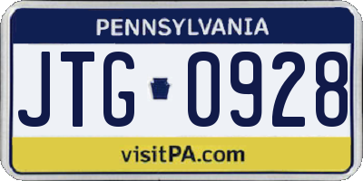 PA license plate JTG0928