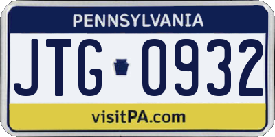 PA license plate JTG0932