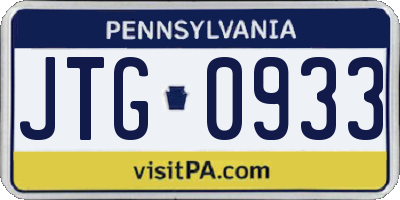 PA license plate JTG0933
