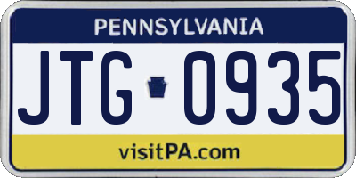 PA license plate JTG0935