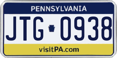 PA license plate JTG0938