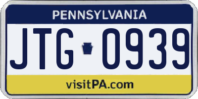 PA license plate JTG0939