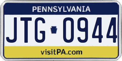 PA license plate JTG0944