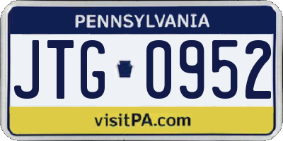 PA license plate JTG0952