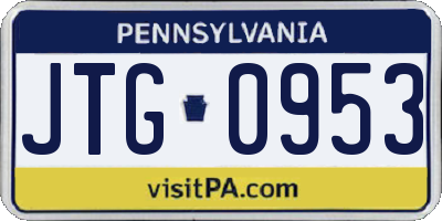 PA license plate JTG0953
