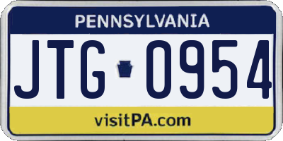 PA license plate JTG0954