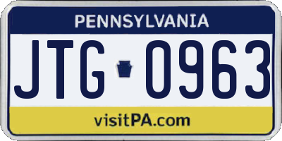 PA license plate JTG0963