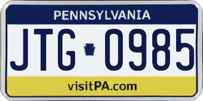 PA license plate JTG0985