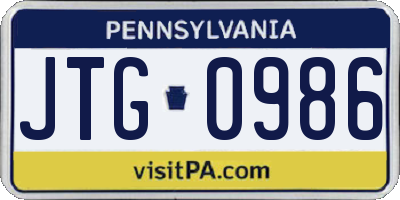 PA license plate JTG0986