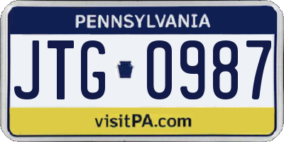 PA license plate JTG0987