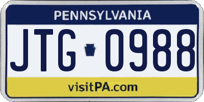 PA license plate JTG0988