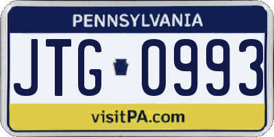 PA license plate JTG0993