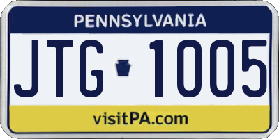 PA license plate JTG1005