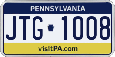 PA license plate JTG1008