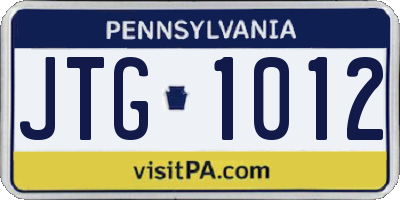 PA license plate JTG1012