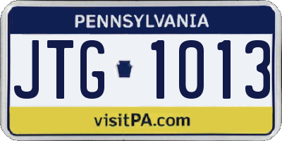 PA license plate JTG1013