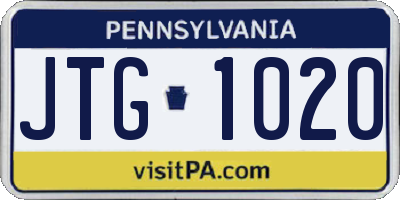PA license plate JTG1020