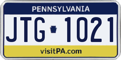 PA license plate JTG1021