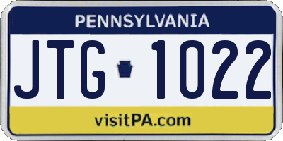 PA license plate JTG1022