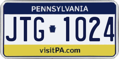 PA license plate JTG1024