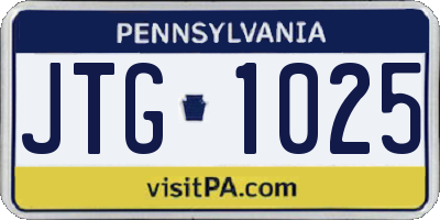PA license plate JTG1025