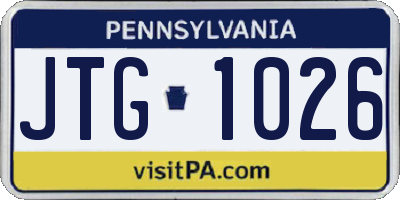 PA license plate JTG1026