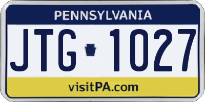 PA license plate JTG1027