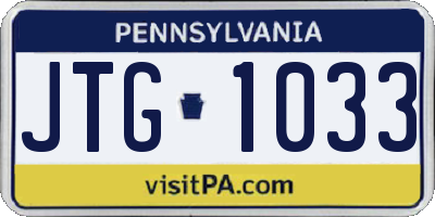 PA license plate JTG1033
