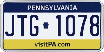 PA license plate JTG1078