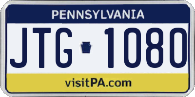 PA license plate JTG1080