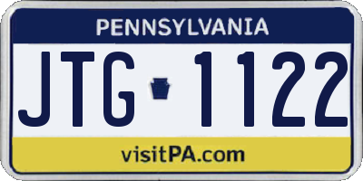 PA license plate JTG1122