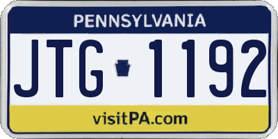 PA license plate JTG1192