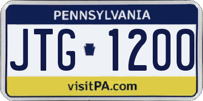 PA license plate JTG1200