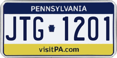 PA license plate JTG1201
