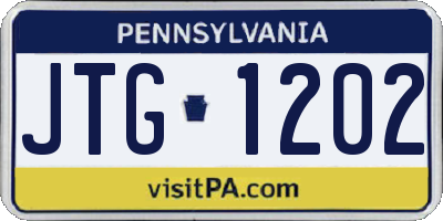 PA license plate JTG1202