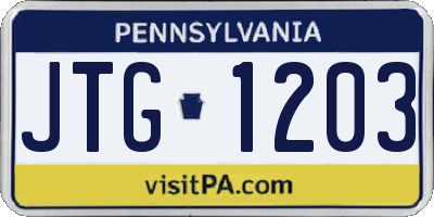 PA license plate JTG1203