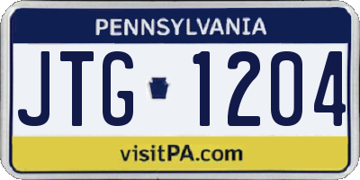 PA license plate JTG1204