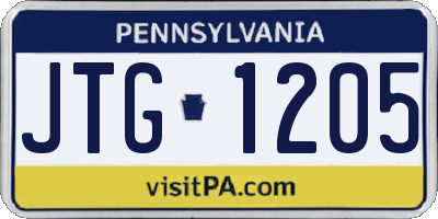 PA license plate JTG1205