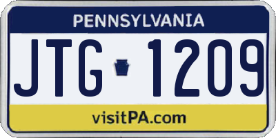 PA license plate JTG1209