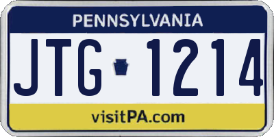 PA license plate JTG1214