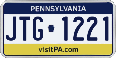 PA license plate JTG1221