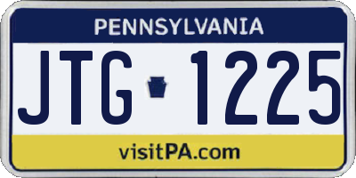 PA license plate JTG1225