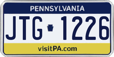 PA license plate JTG1226